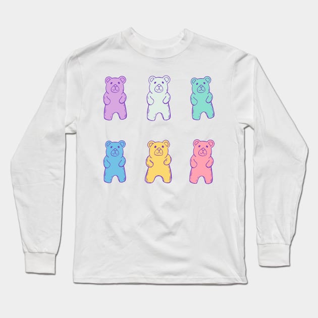 Gummy Bears on Pink Long Sleeve T-Shirt by Jacqueline Hurd